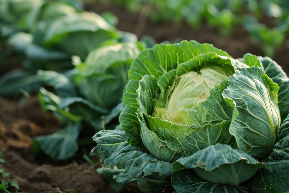 Cabbage field vegetable plant food. AI generated Image by rawpixel.