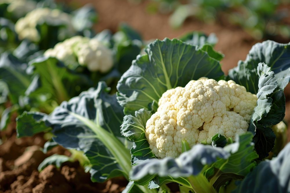 Cauliflower field vegetable plant food. AI generated Image by rawpixel.
