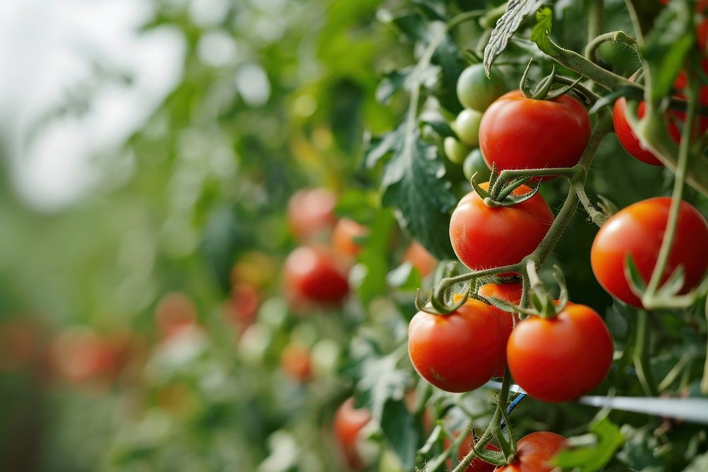 Tomatoes field vegetable plant fruit. AI generated Image by rawpixel.