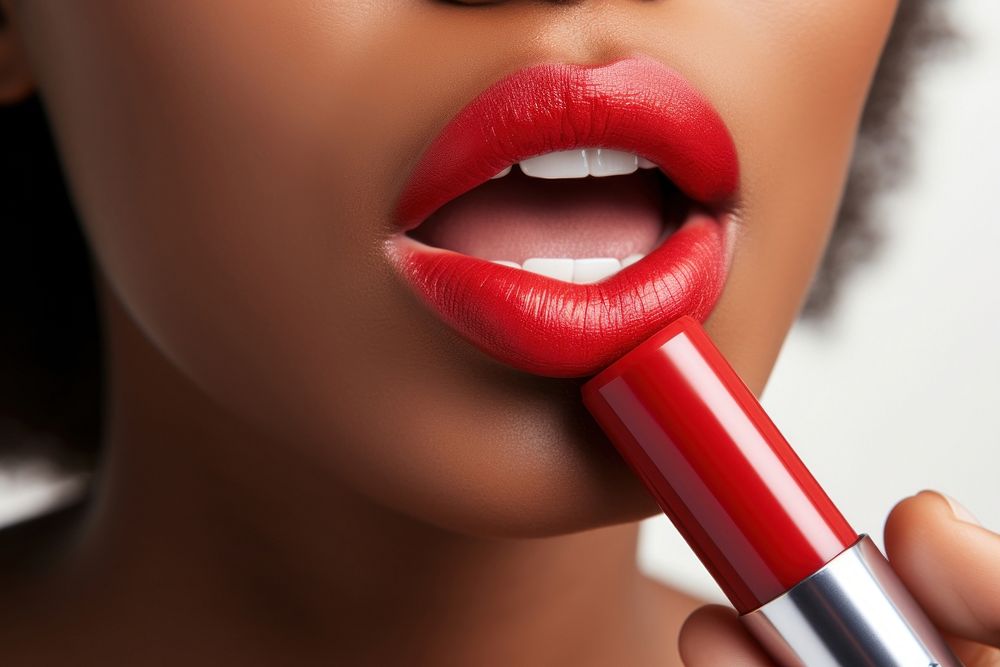 Holding lip balm cosmetics lipstick applying. AI generated Image by rawpixel.
