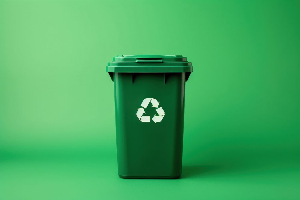 A green recycle bin green background container recycling. AI generated Image by rawpixel.