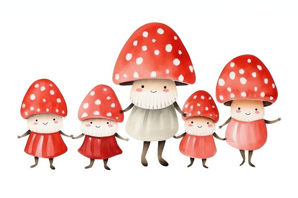 Mushroom cute white background togetherness. AI generated Image by rawpixel.