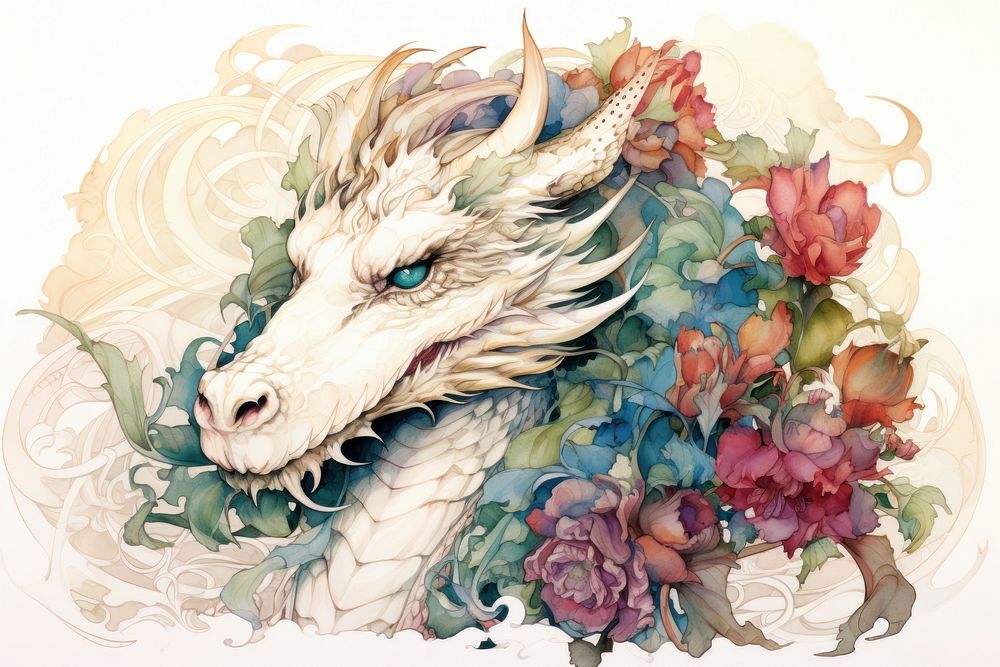 Dragon painting art representation. AI generated Image by rawpixel.
