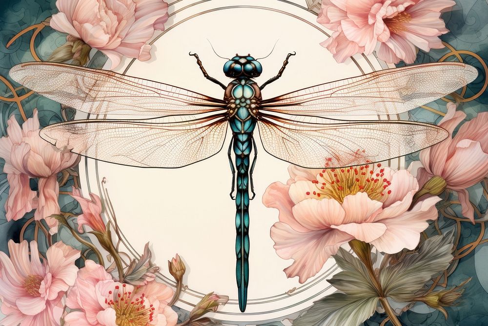 Dragonfly dragonfly flower insect. AI generated Image by rawpixel.