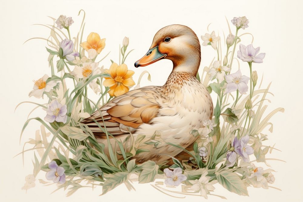 Duck duck animal flower. AI generated Image by rawpixel.