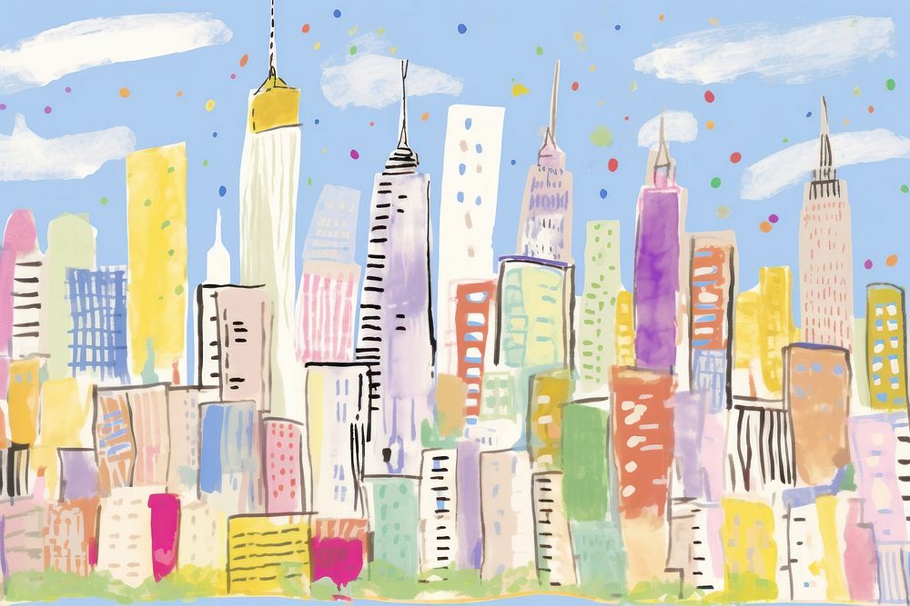 New york city art metropolis painting. AI generated Image by rawpixel.