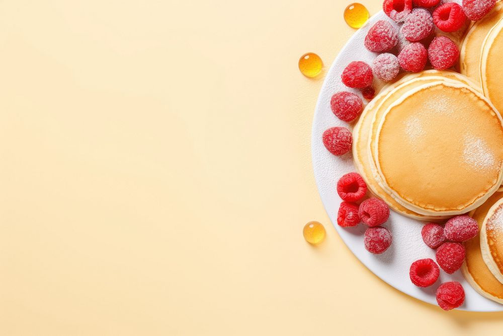 Pancakes raspberry fruit plant. AI generated Image by rawpixel.
