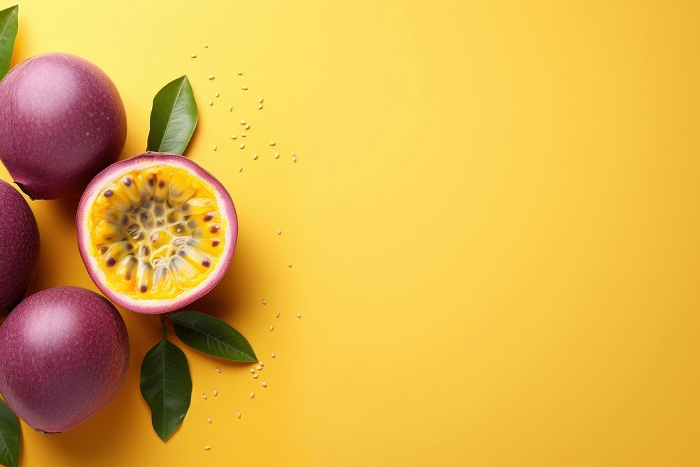 Passion fruits plant food copy space. AI generated Image by rawpixel.