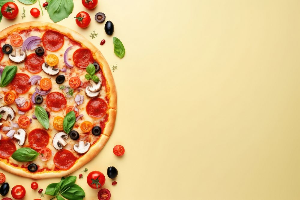 Pizzas food mozzarella copy space. AI generated Image by rawpixel.