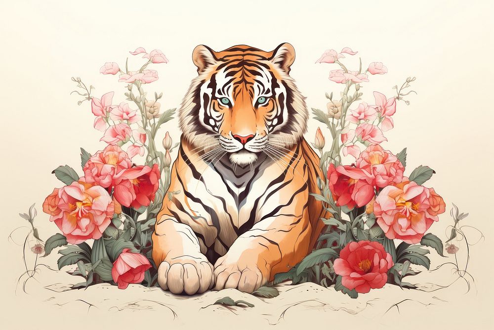Tiger tiger wildlife pattern. AI generated Image by rawpixel.