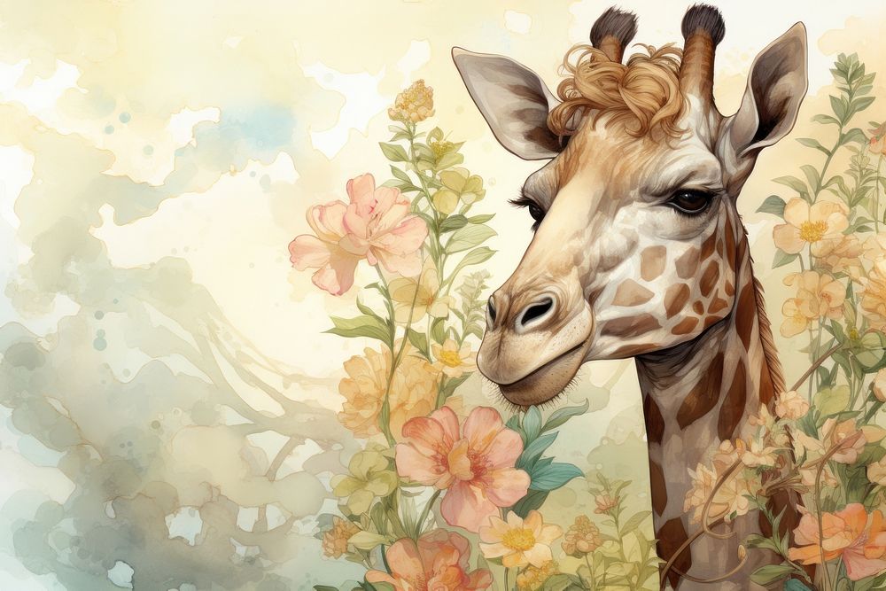 Giraffe giraffe wildlife animal. AI generated Image by rawpixel.