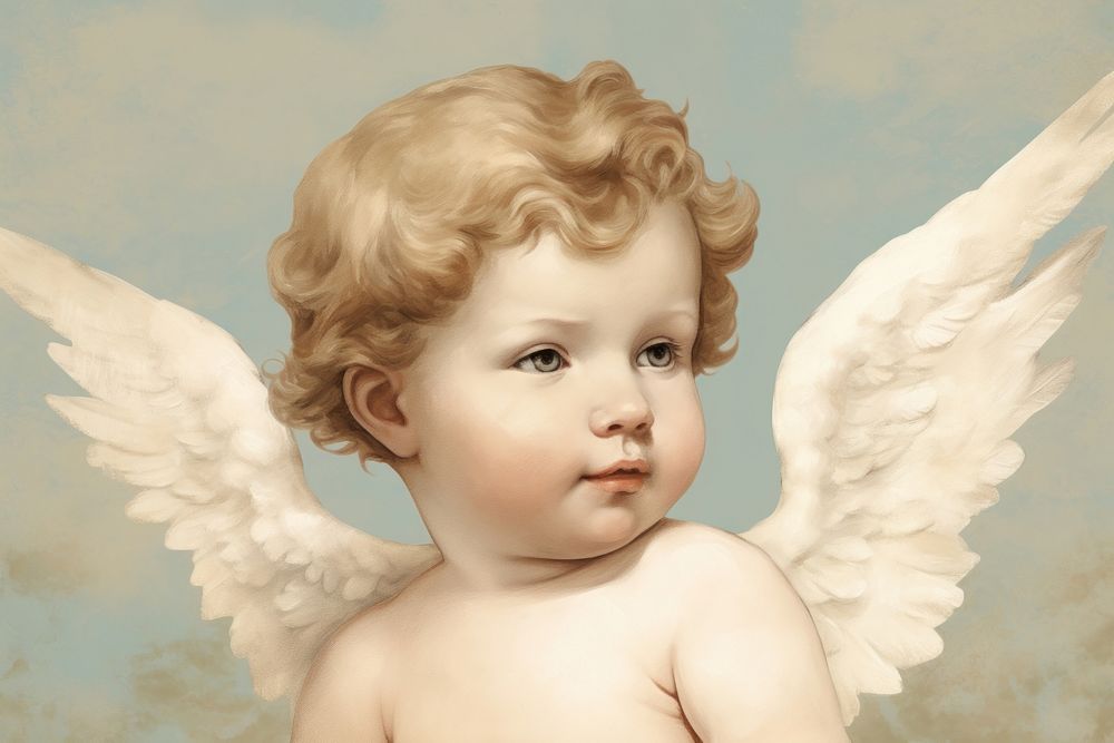 Cherub portrait angel baby. | Premium Photo Illustration - rawpixel