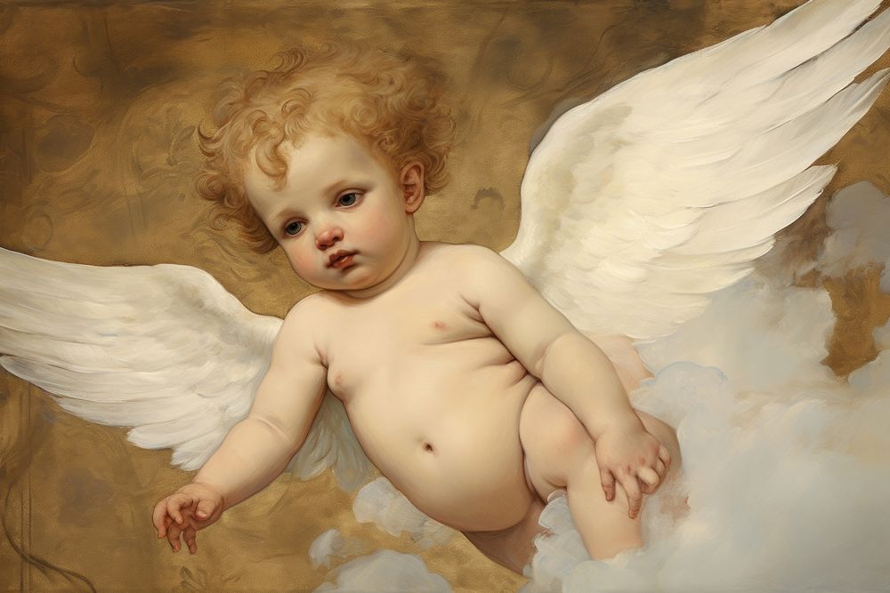 A Cherub portrait painting angel. AI generated Image by rawpixel.