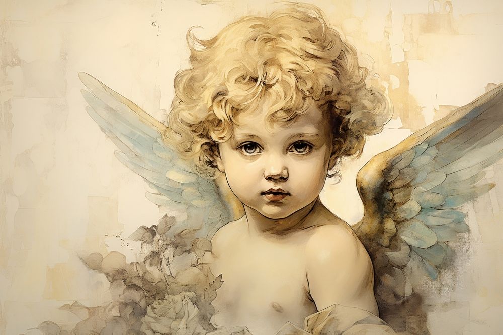 A Cherub portrait angel baby. 