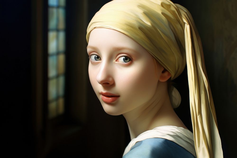 A girl with a Pearl Earring portrait adult art. 