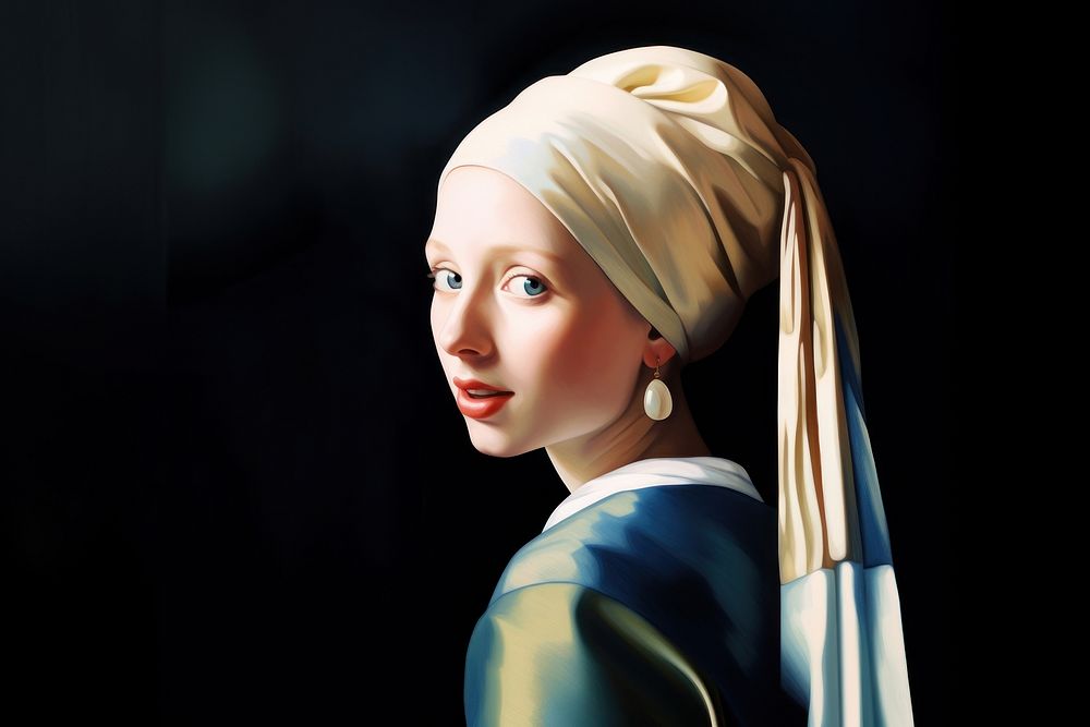 A girl with a Pearl Earring painting portrait adult. AI generated Image by rawpixel.