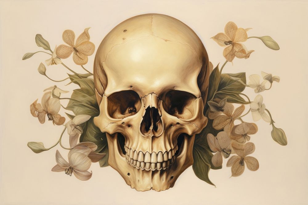 Antique skull painting art creativity. AI generated Image by rawpixel.