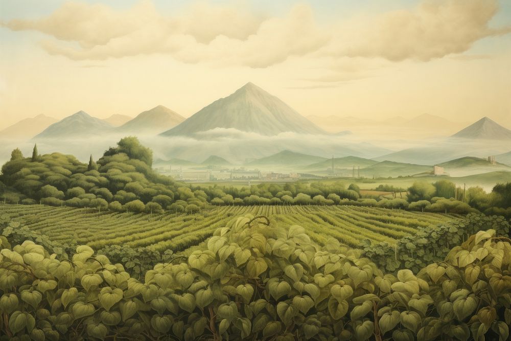 Agriculture landscape outdoors painting nature. AI generated Image by rawpixel.