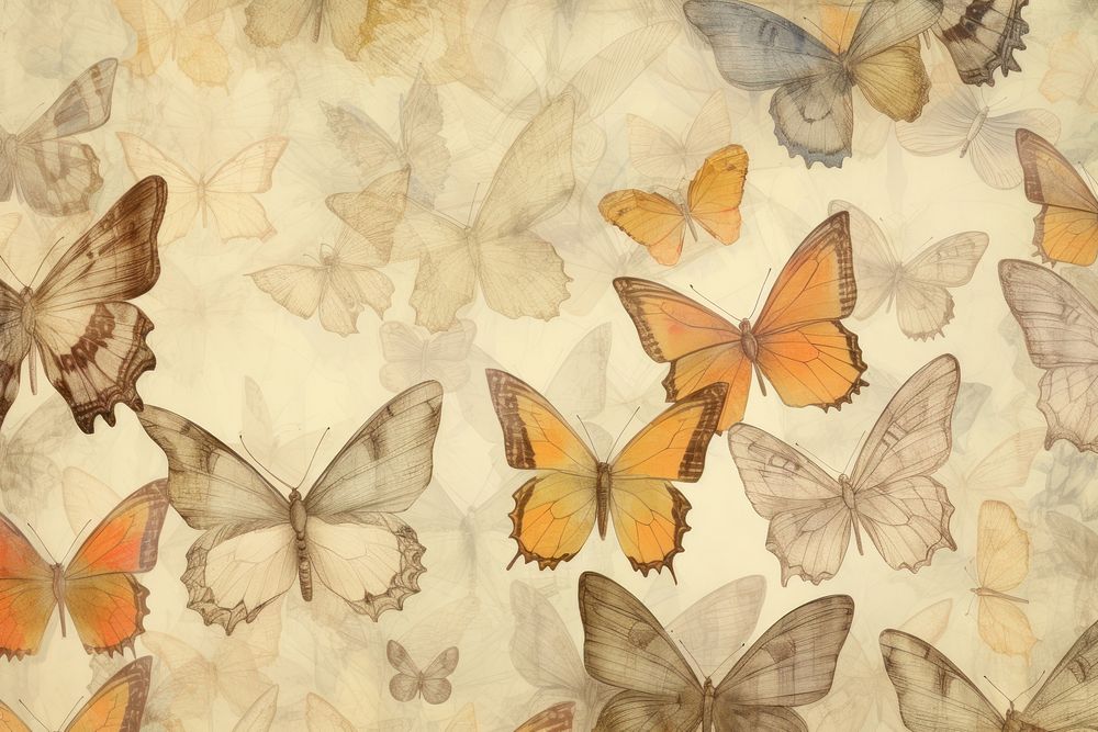 Butterfies in the graden butterfly textured painting. 