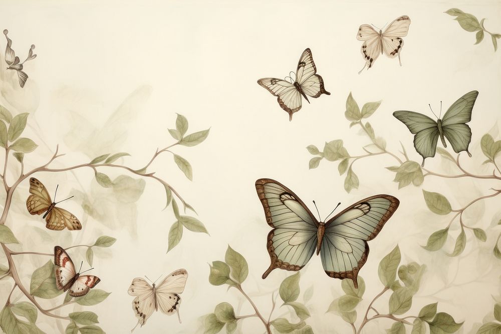 Butterfies in the graden art butterfly painting. AI generated Image by rawpixel.