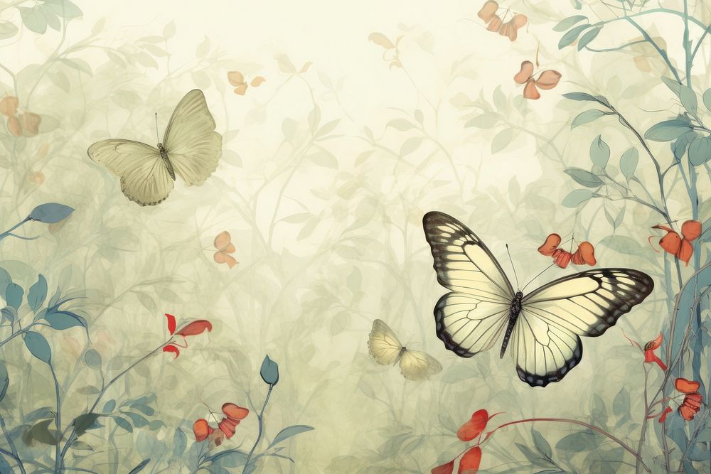 Butterflies in the garden butterfly painting pattern. 