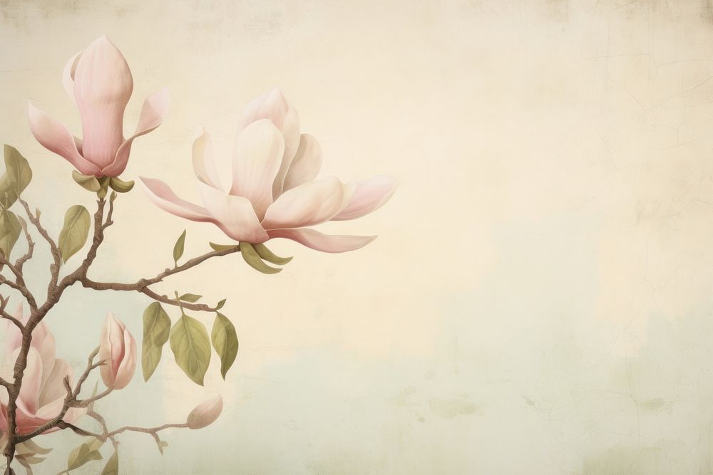 Magnolia painting blossom flower. AI generated Image by rawpixel.