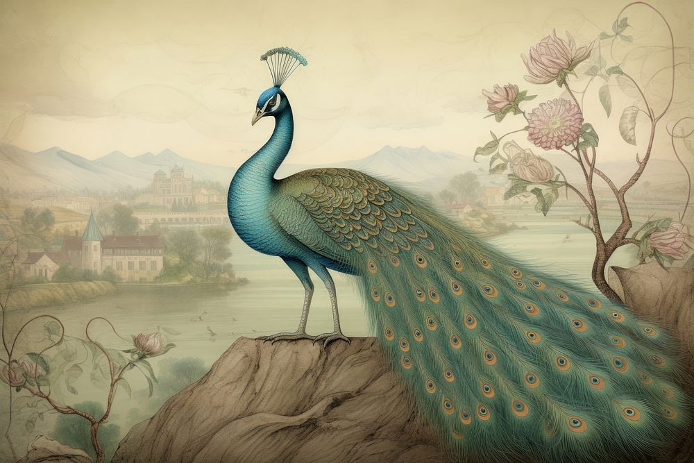 Peacock art painting animal. 