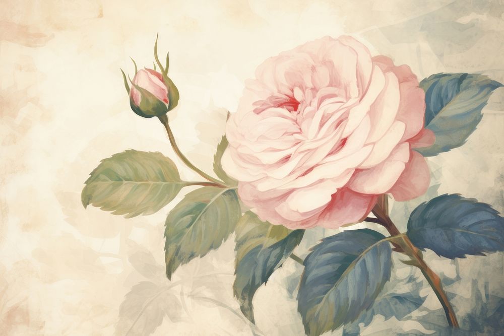 Rose painting art blossom. AI generated Image by rawpixel.