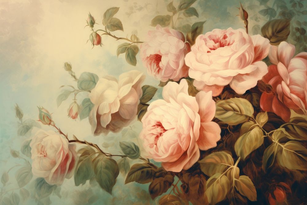 Roses painting art backgrounds. AI generated Image by rawpixel.