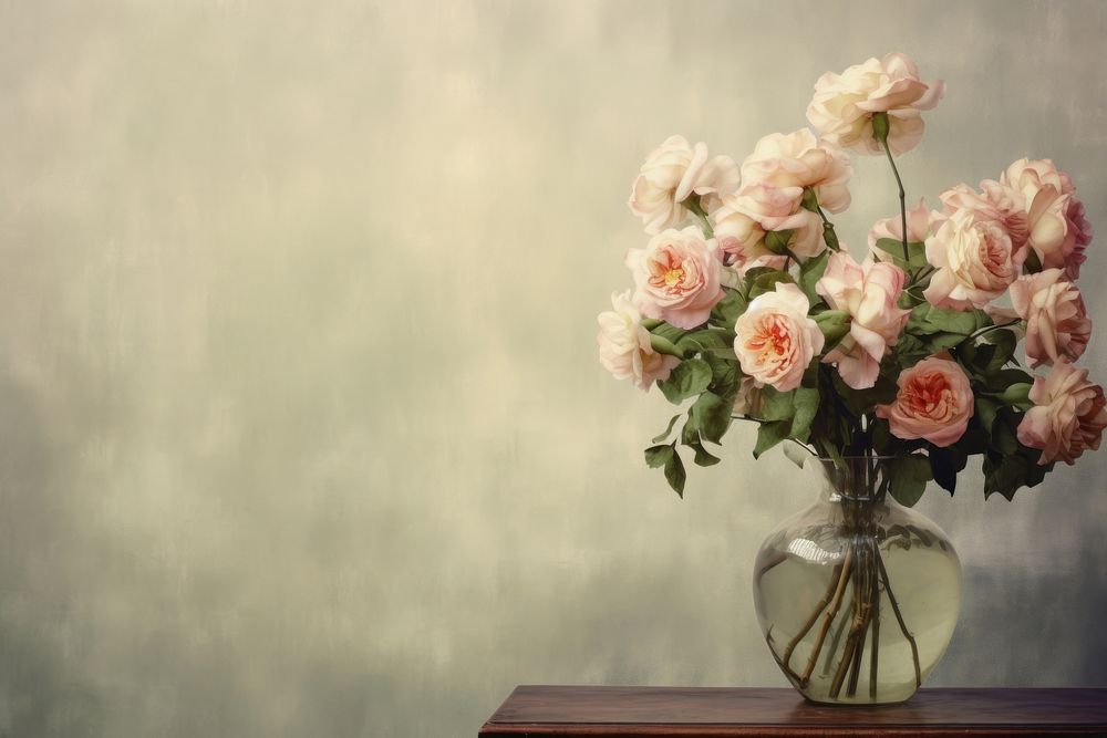 Roses in vase on a table flower plant art. 