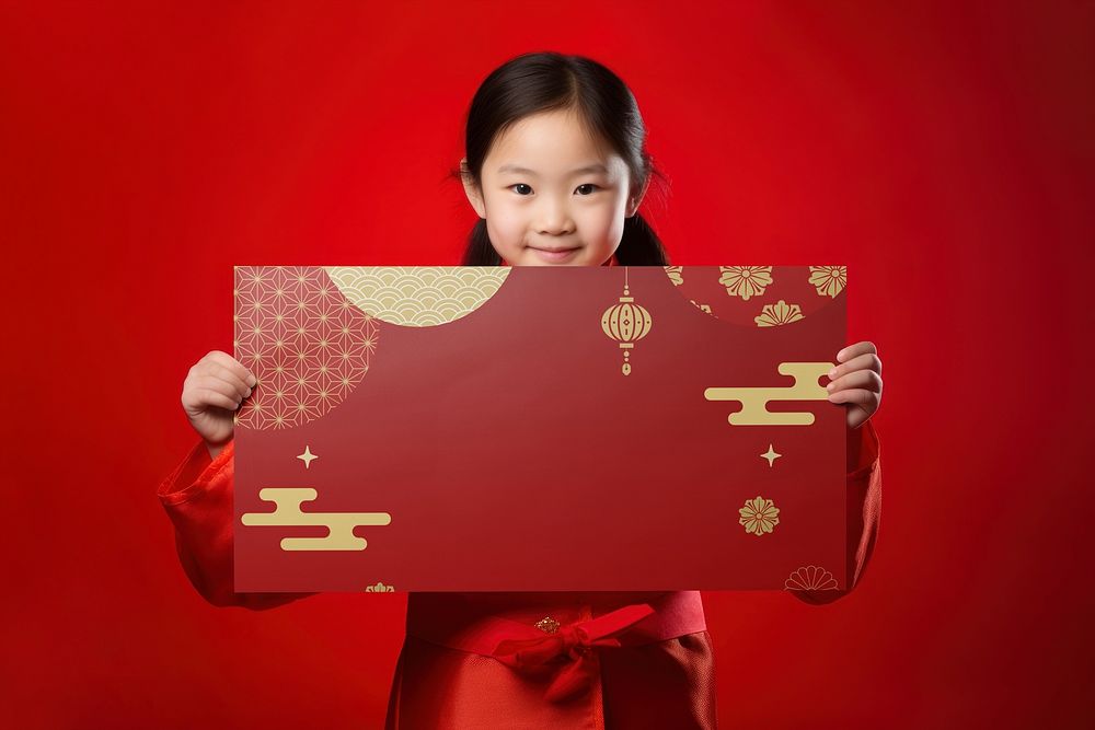 Chinese girl showing blank sign