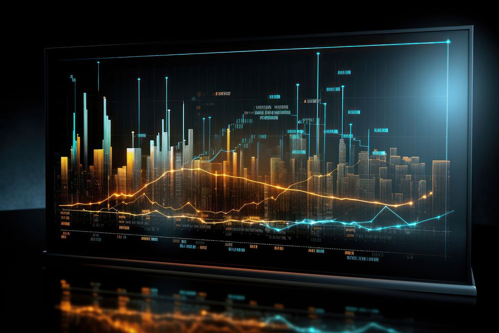 Screen with a graph technology futuristic chart. AI generated Image by rawpixel.