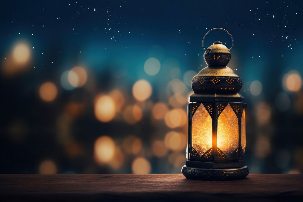 Ramadan Kareem lantern lighting bottle. 