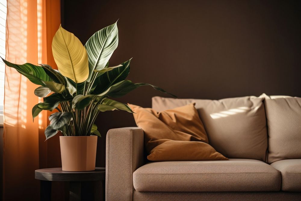 Peace Lily furniture cushion pillow. AI generated Image by rawpixel.