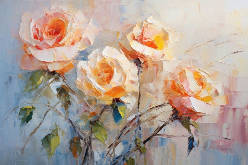 Roses painting art flower. AI generated Image by rawpixel.
