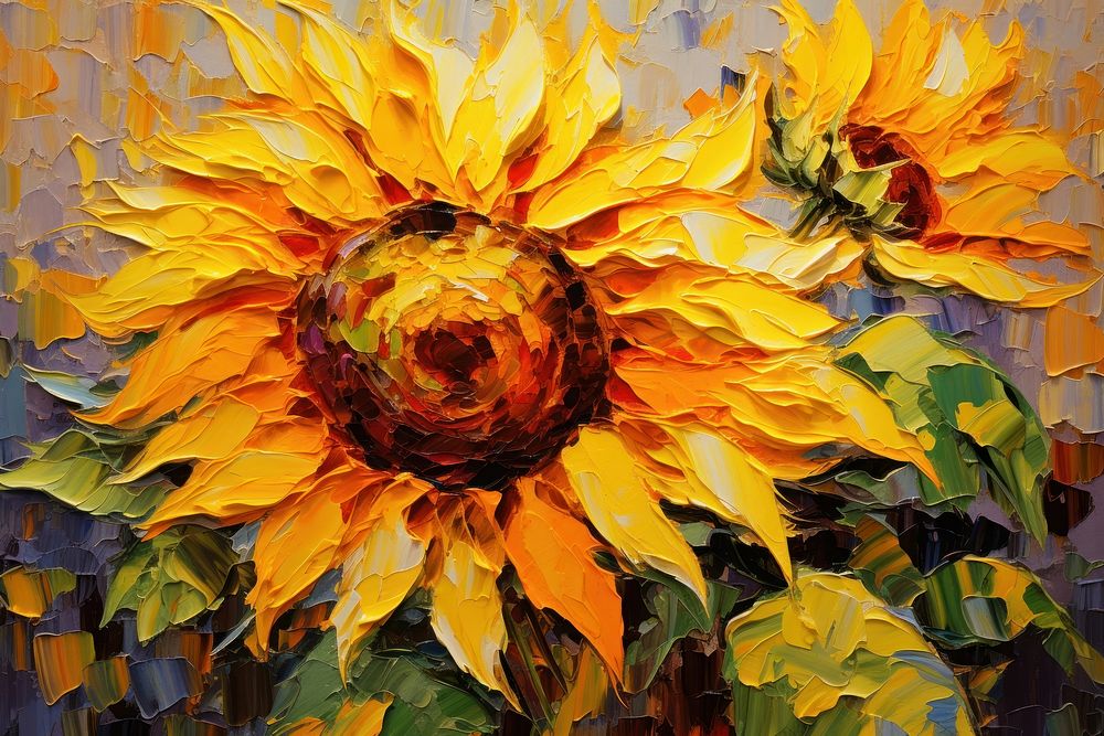 Sunflower painting art plant. AI generated Image by rawpixel.