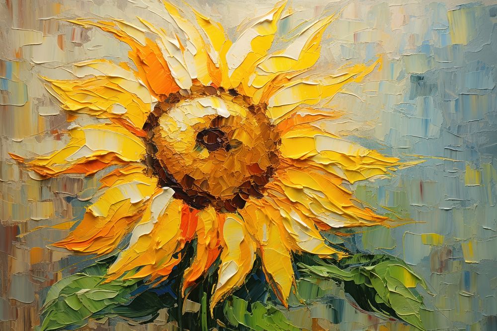 Sunflower painting art plant. AI generated Image by rawpixel.