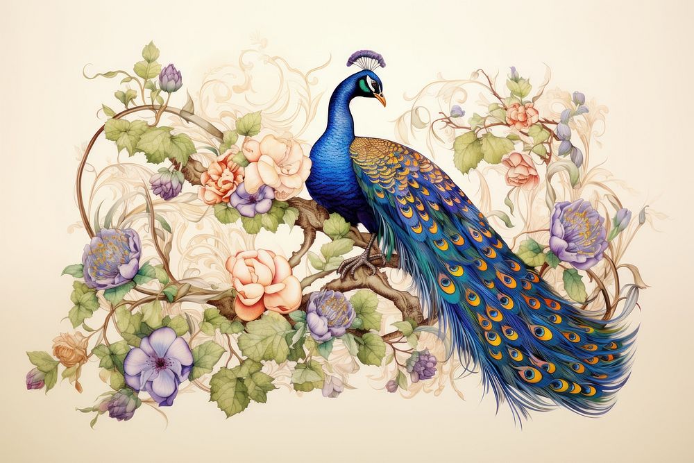 Peacock peacock pattern animal. AI generated Image by rawpixel.