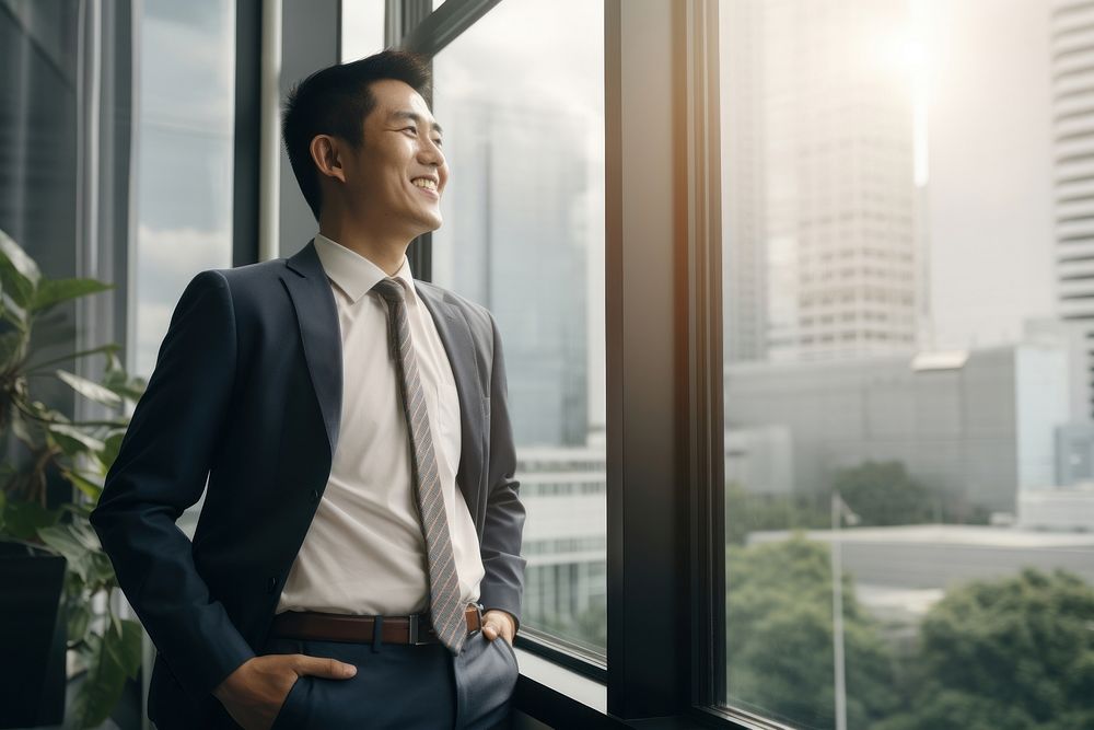 Businessman standing smiling office. AI generated Image by rawpixel.
