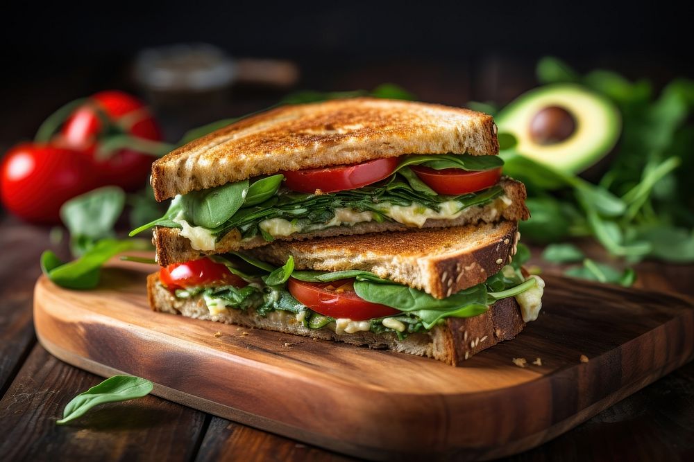 Sandwich vegetable avocado rustic. AI generated Image by rawpixel.