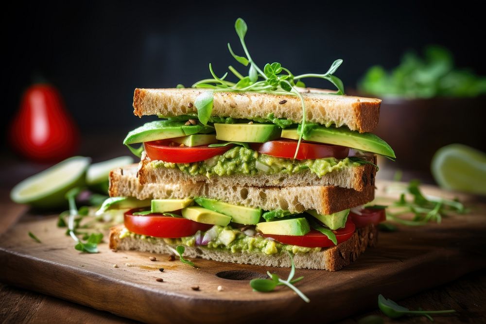 Sandwich avocado food vegetable. AI generated Image by rawpixel.