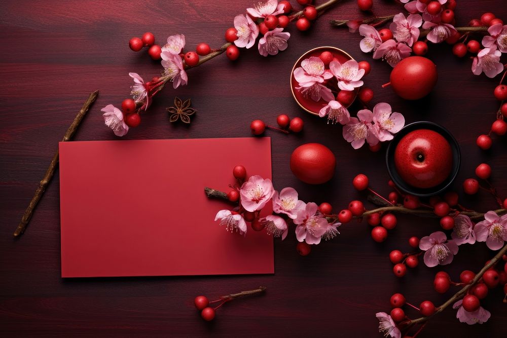 Chinese New Year flower plant red. AI generated Image by rawpixel.