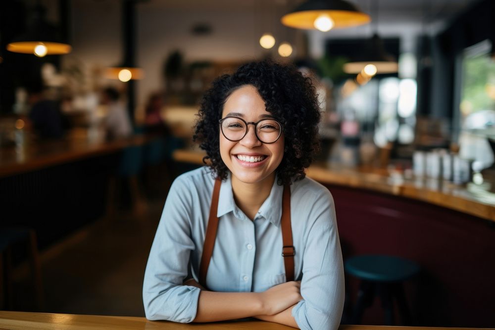 A multiracial glasses smiling working. AI generated Image by rawpixel.