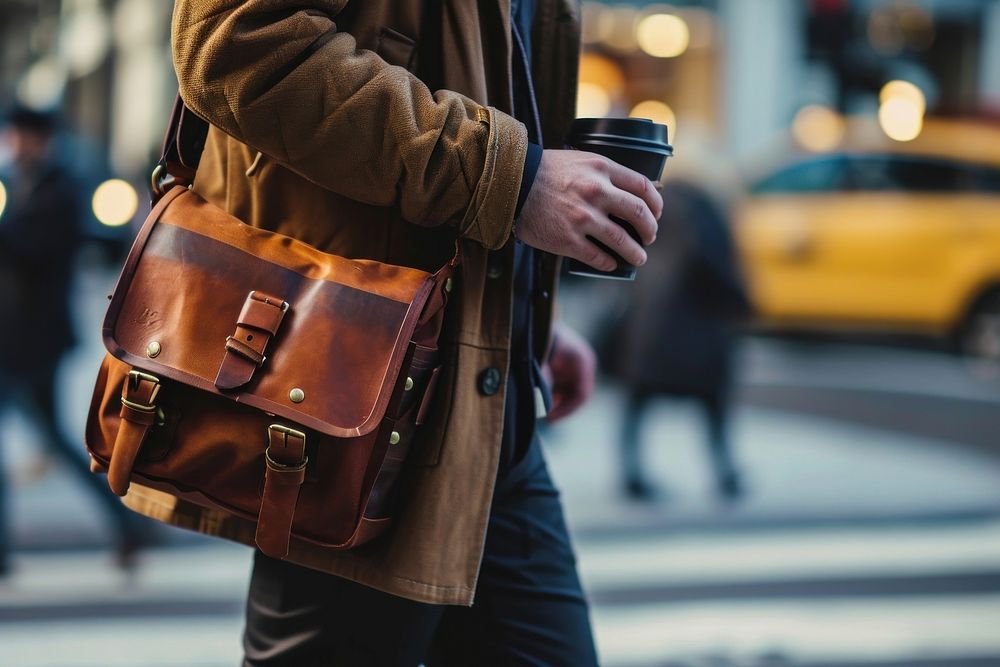 Man walking with a coffee bag car carrying. AI generated Image by rawpixel.