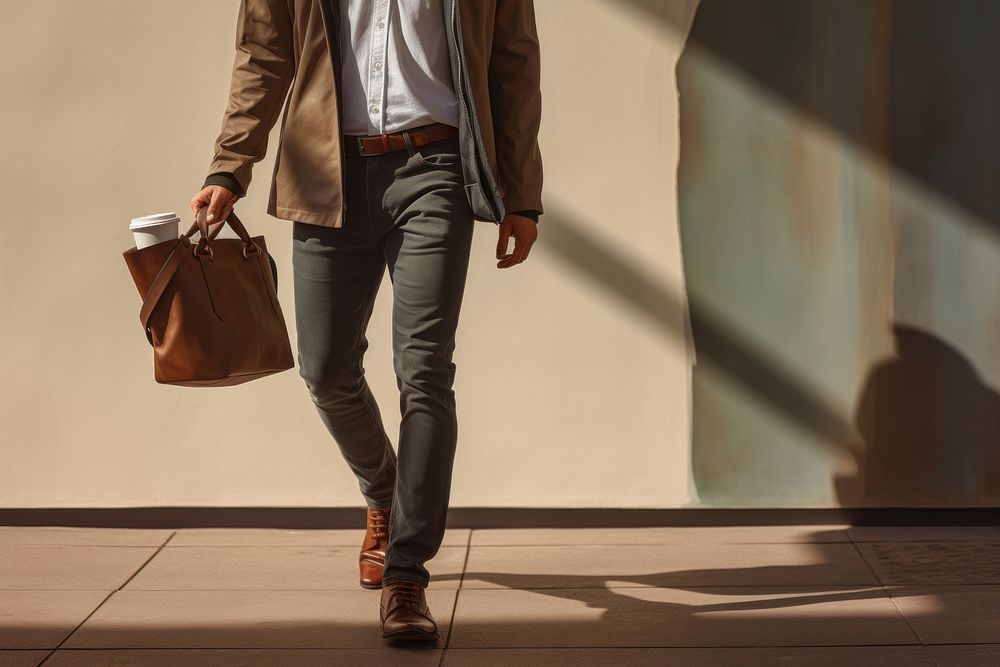Man walking with a coffee bag footwear carrying. AI generated Image by rawpixel.