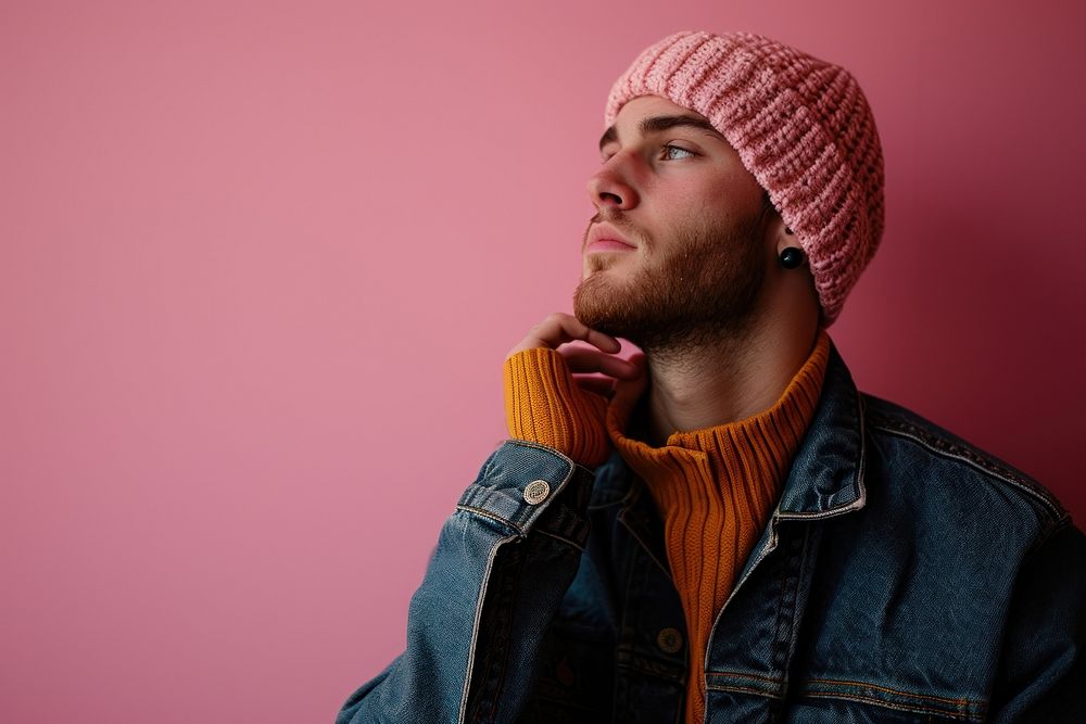 Man wearing a beanie hat photography fashion adult. AI generated Image by rawpixel.