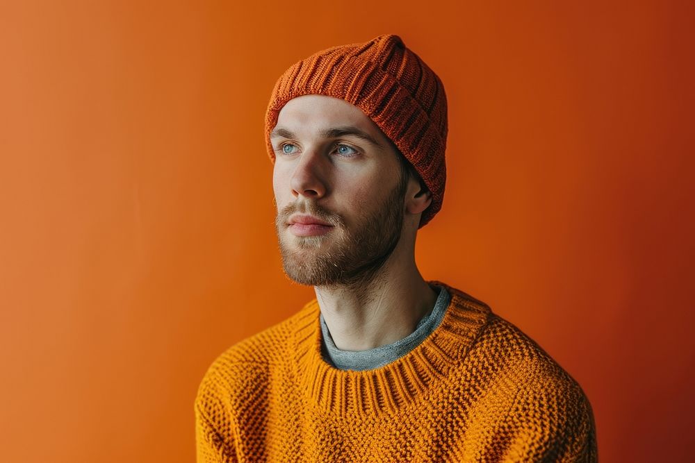 Man wearing a knitted beanie sweater adult individuality. AI generated Image by rawpixel.