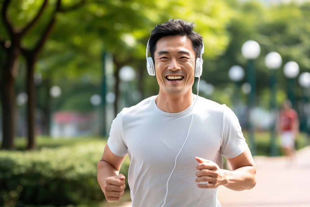 Running smiling jogging smile. AI generated Image by rawpixel.