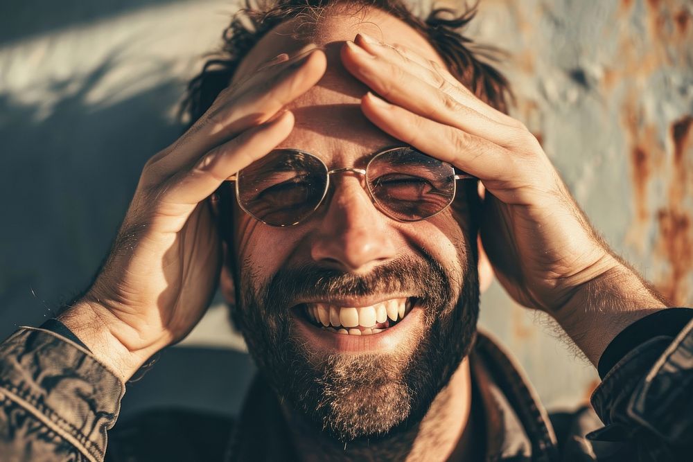 Man smiling glasses adult smile. AI generated Image by rawpixel.