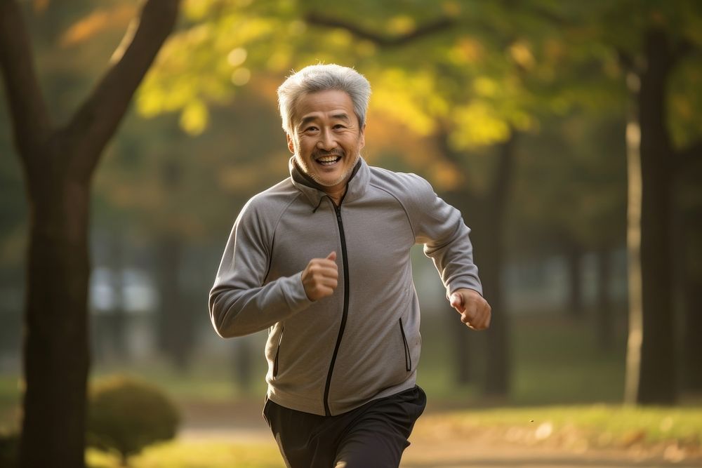 Korean man running jogging adult. AI generated Image by rawpixel.